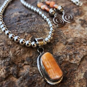 Sterling Silver Spiny Oyster Necklace SET